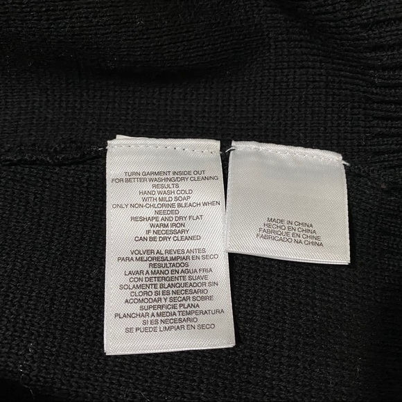 Anne Klein Sweater Black Faux Leather Trim Size L - Picture 2 of 6